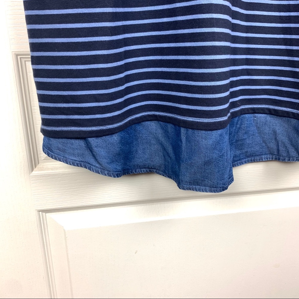 J.Jill Striped Mixed Media Chambray Shirttail Shift Tunic Dress - Picture 5 of 6